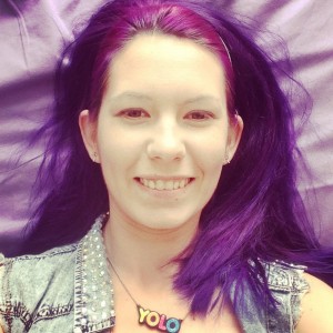 purple hair & happy